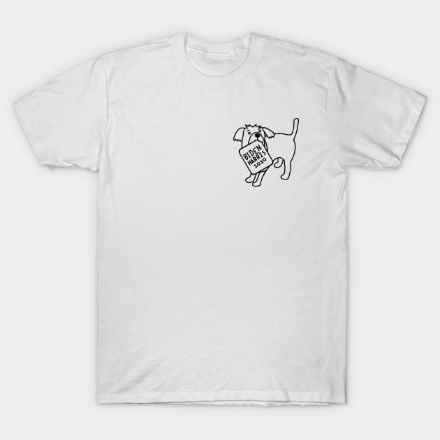 Small Dog with Biden Harris Sign Outline T-Shirt by ellenhenryart